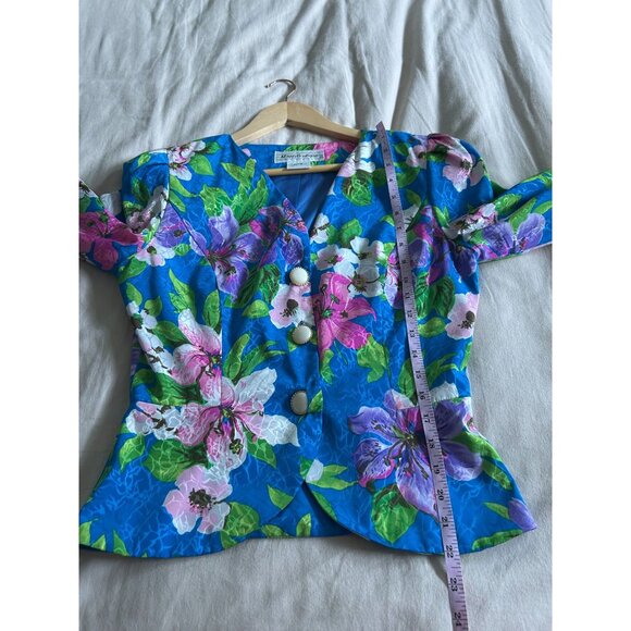 Vintage 80's Floral Button-Up Blazer Top Barbie - Picture 6 of 9